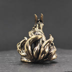 Kitsune Warrior Brass Figurine – Handcrafted Mythical Fox Spirit Collectible