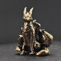 Kitsune Warrior Brass Figurine – Handcrafted Mythical Fox Spirit Collectible