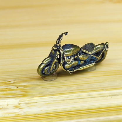 Brass Miniature Motorcycle — Tiny Bike Figurine for Desk, Shelf, or Terrarium