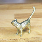 Brass Cat Figurine – Handcrafted Walking Pose Desk Collectible