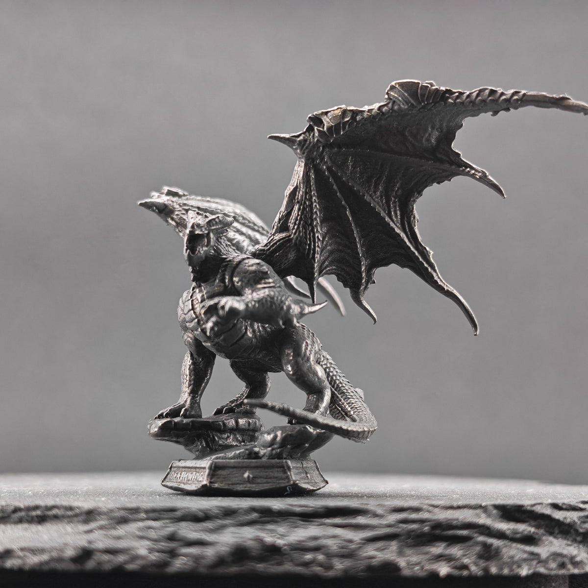 Brass Winged Dragon Figurine — Oxidised Miniature Fire Beast Sculpture for Fantasy Collectors and Desk Display