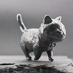 Brass Black Cat Figurine – Handcrafted Oxidised Walking Pose Collectible