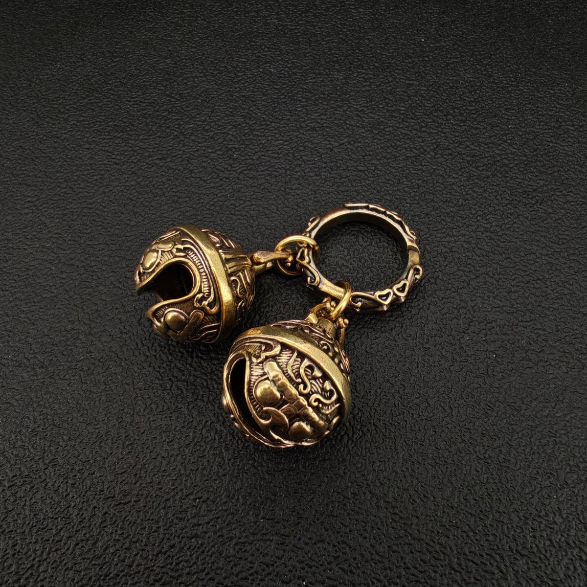 Brass Pixiu Bell Charm – Handcrafted Chinese Lucky Amulet Pendant