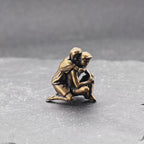 Back Hug Brass Figurine – Handcrafted Romantic Couple Miniature Sculpture