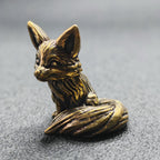 Sitting Fox Brass Figurine – Handcrafted Animal Miniature Collectible