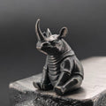 Daydreaming Rhino Brass Figurine – Meditating Animal Collectible Sculpture
