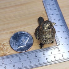 Brass Sparrow Figurine – Miniature Handcast Bird Sculpture for Desk & Shelf