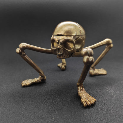 Brass Skeleton Storage Box – Gothic Skull Collectible with Hinged Lid