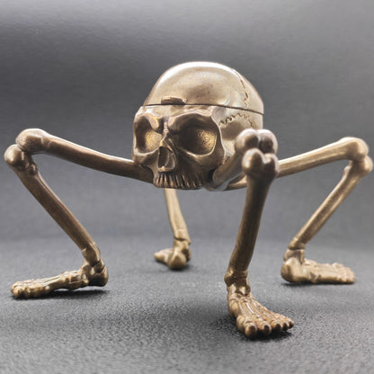 Brass Skeleton Storage Box – Gothic Skull Collectible with Hinged Lid
