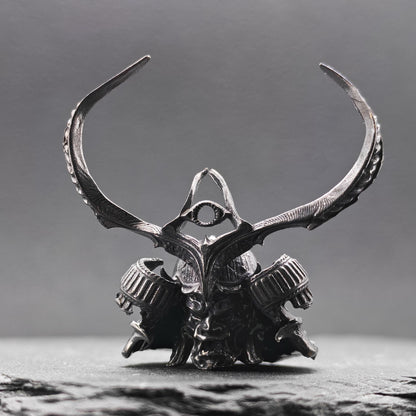Brass Skull Samurai Helmet Miniature – Dark Warrior Figurine