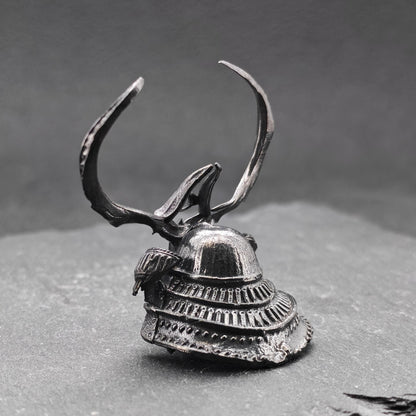 Brass Skull Samurai Helmet Miniature – Dark Warrior Figurine