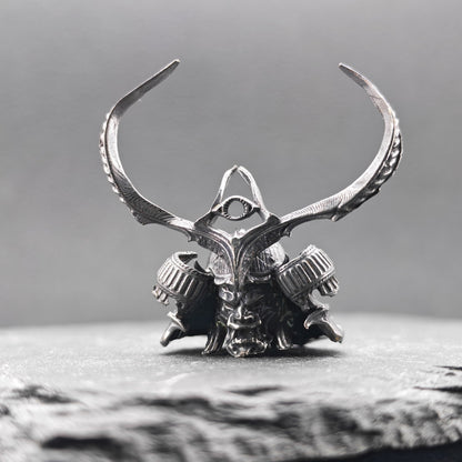 Brass Skull Samurai Helmet Miniature – Dark Warrior Figurine