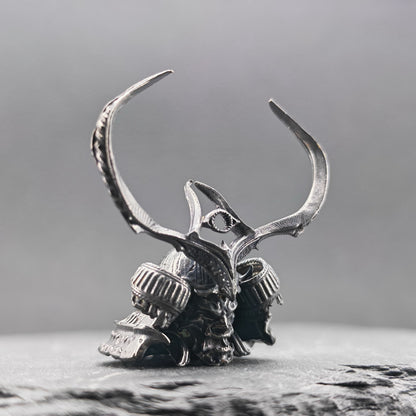 Brass Skull Samurai Helmet Miniature – Dark Warrior Figurine