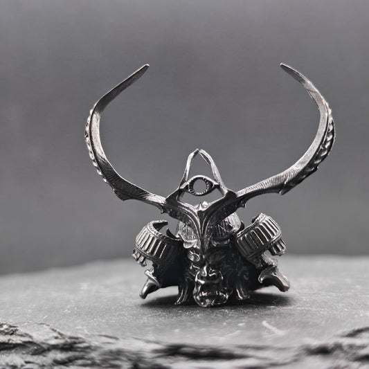 Brass Skull Samurai Helmet Miniature – Dark Warrior Figurine
