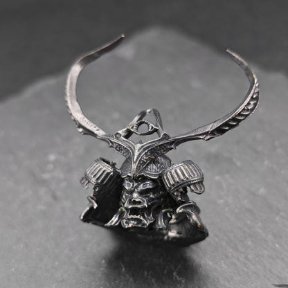 Brass Skull Samurai Helmet Miniature – Dark Warrior Figurine