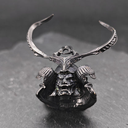 Brass Skull Samurai Helmet Miniature – Dark Warrior Figurine