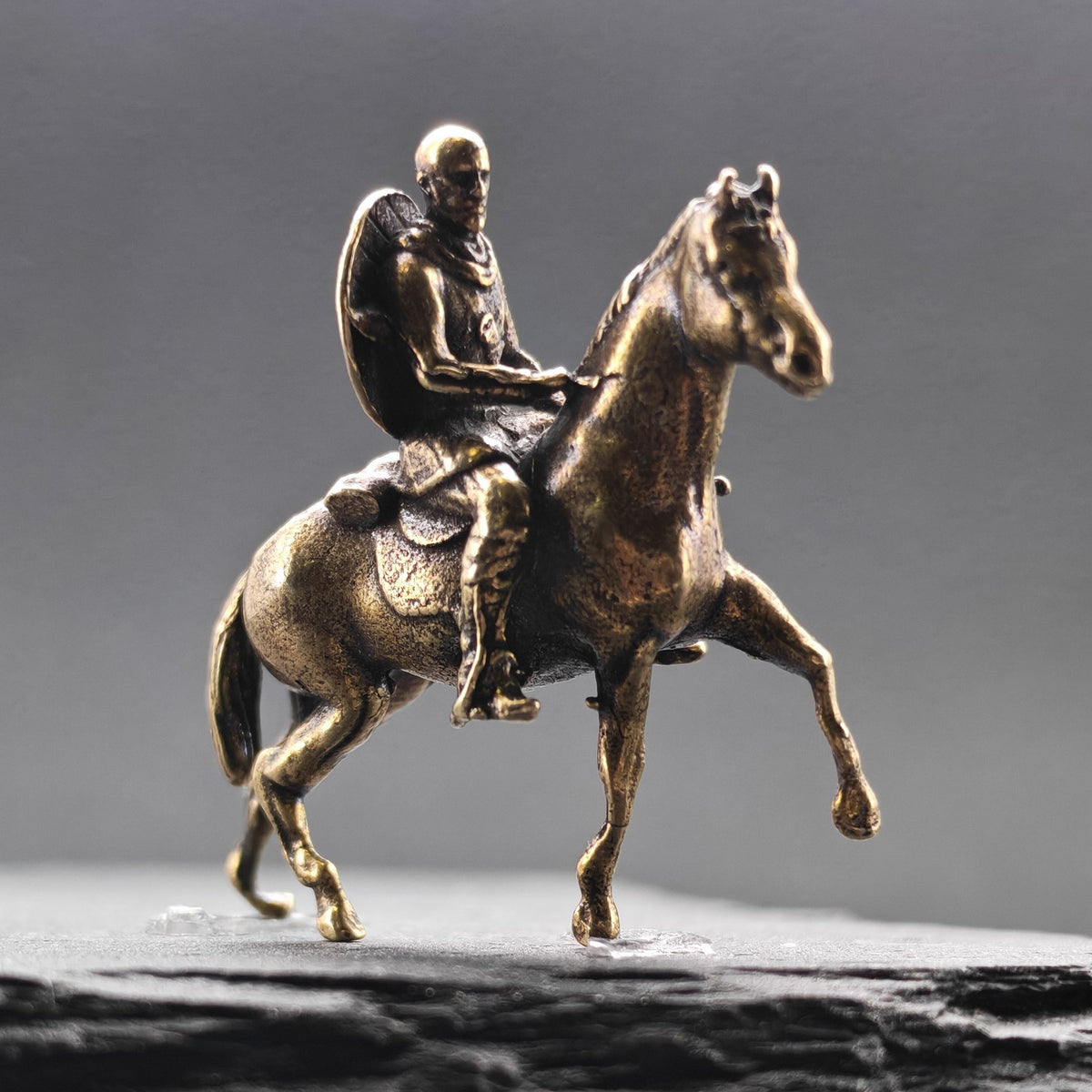 Mini Brass Knight on Horse Figurine – Collectible Warrior Sculpture