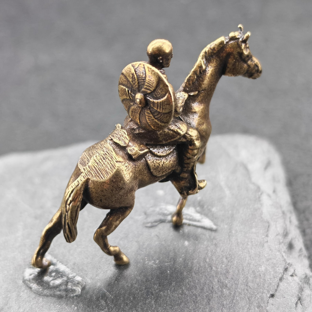 Mini Brass Knight on Horse Figurine – Collectible Warrior Sculpture