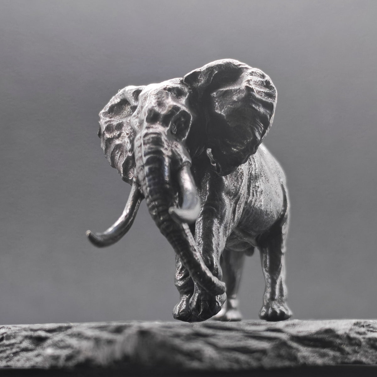 Solid Brass Mammoth Figurine – Antique Prehistoric Sculpture for Desk, Shelf & Collector Display