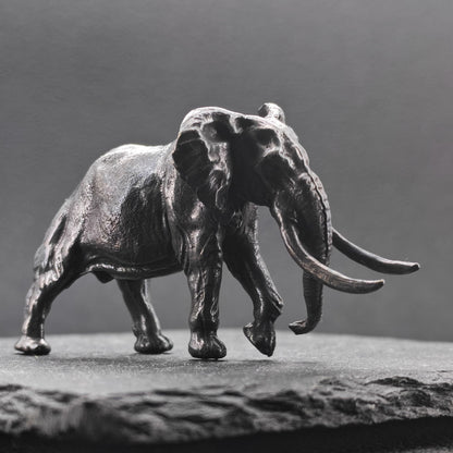 Solid Brass Mammoth Figurine – Antique Prehistoric Sculpture for Desk, Shelf & Collector Display