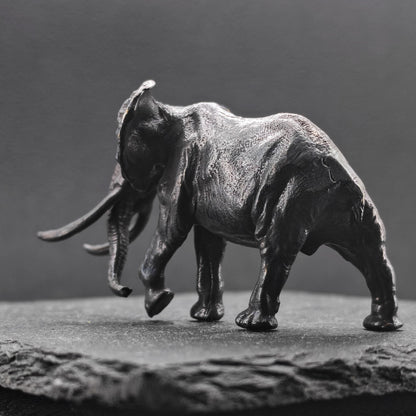 Solid Brass Mammoth Figurine – Antique Prehistoric Sculpture for Desk, Shelf & Collector Display