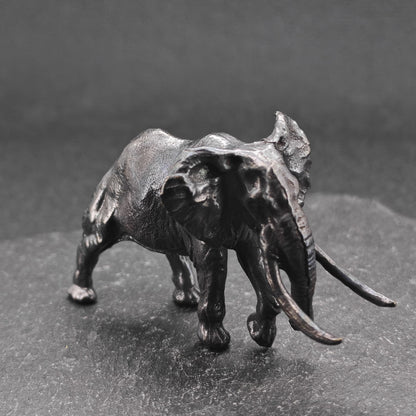 Solid Brass Mammoth Figurine – Antique Prehistoric Sculpture for Desk, Shelf & Collector Display
