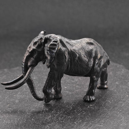Solid Brass Mammoth Figurine – Antique Prehistoric Sculpture for Desk, Shelf & Collector Display