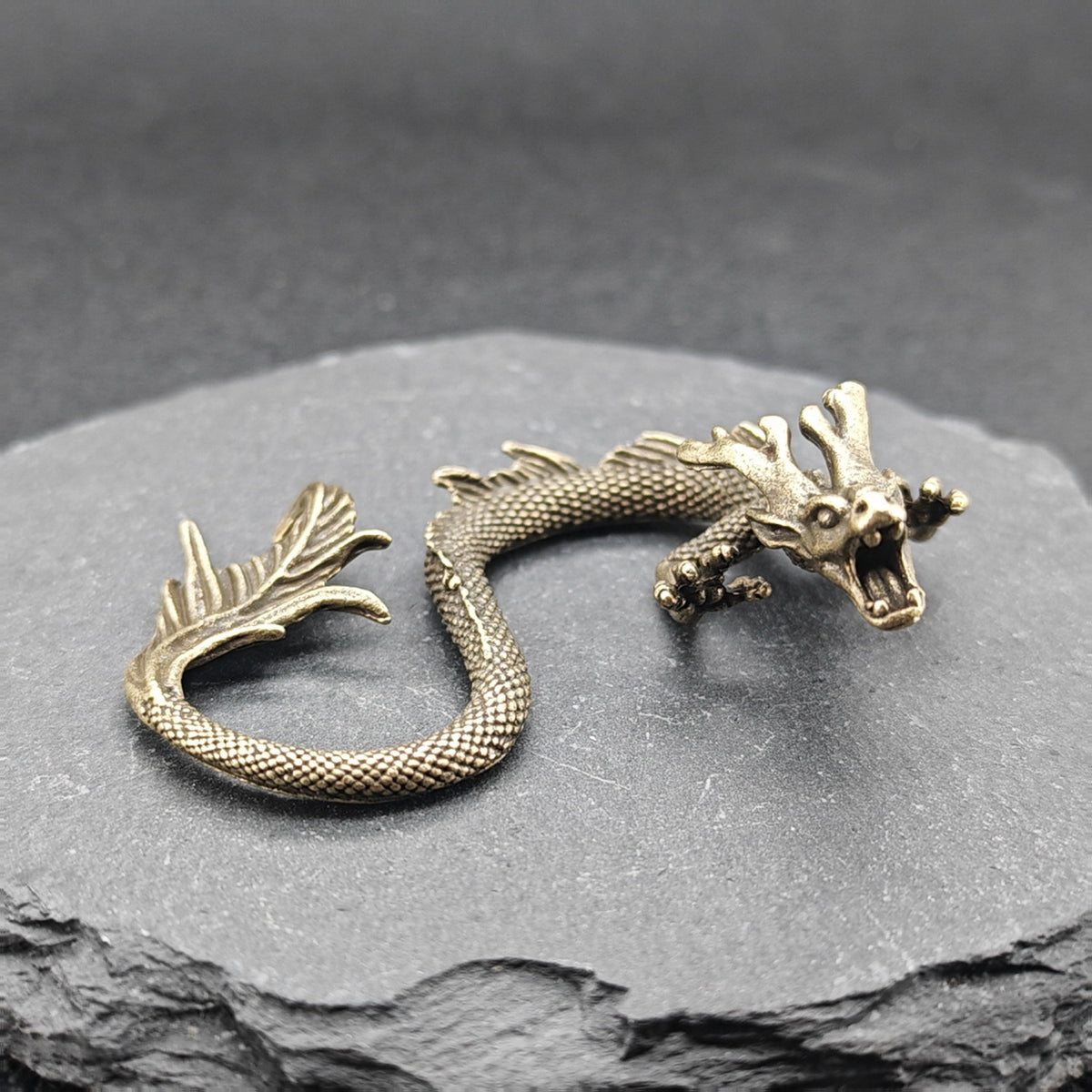 Brass Dragon Figurine – Handcrafted Oriental Miniature Collectible