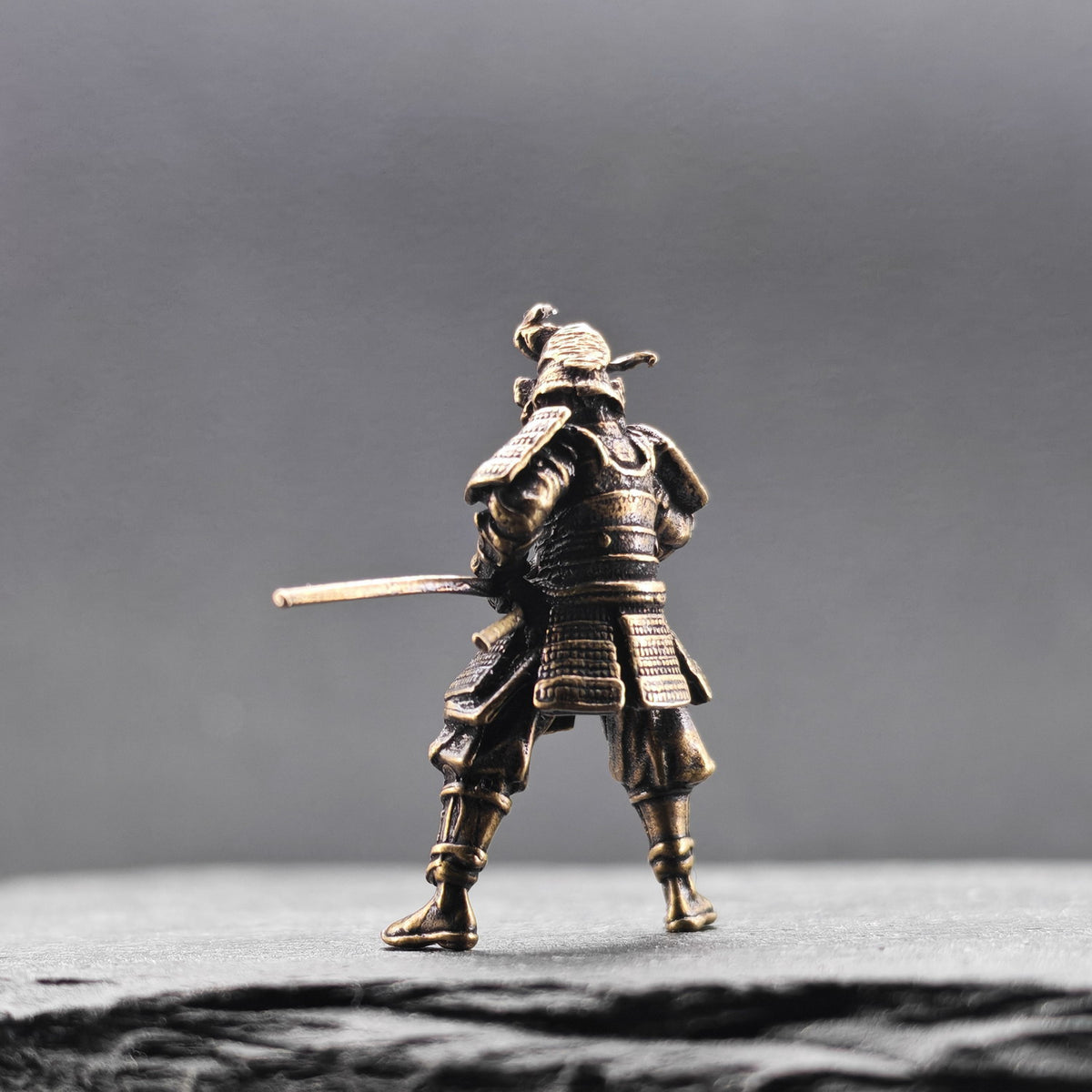 Brass Samurai Drawing Sword Figurine – Handcrafted Miniature Collectible