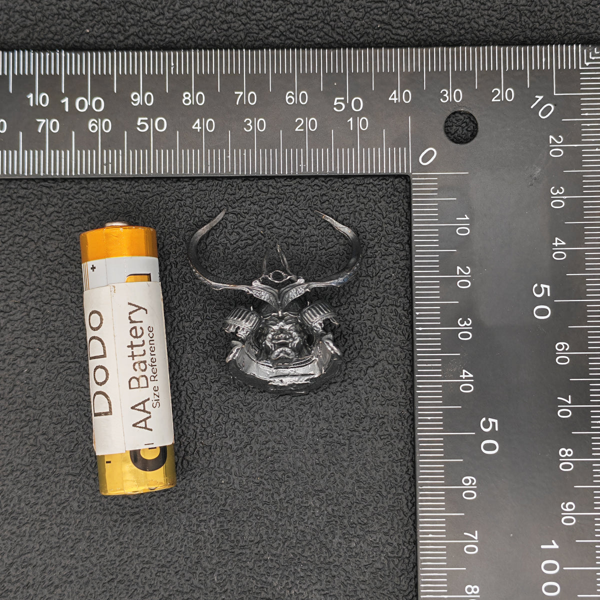 Brass Skull Samurai Helmet Miniature – Dark Warrior Figurine