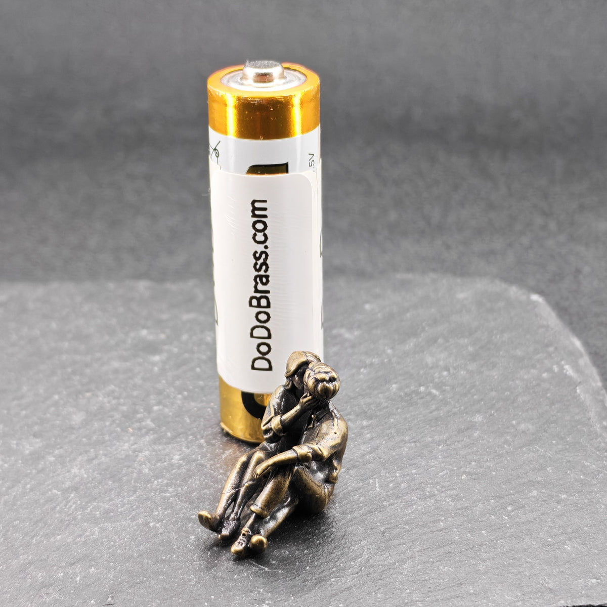 Lovers in Embrace — Tiny Brass Couple Sculpture