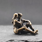 Lovers in Embrace — Tiny Brass Couple Sculpture
