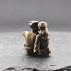 Lovers in Embrace — Tiny Brass Couple Sculpture