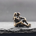 Lovers in Embrace — Tiny Brass Couple Sculpture