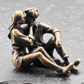 Lovers in Embrace — Tiny Brass Couple Sculpture