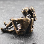 Lovers in Embrace — Tiny Brass Couple Sculpture