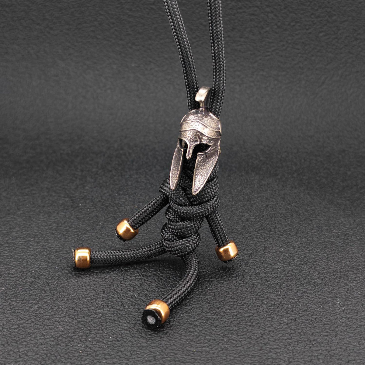 Brass Spartan Helmet Paracord Keychain — EDC Backpack Charm & Car Ornament