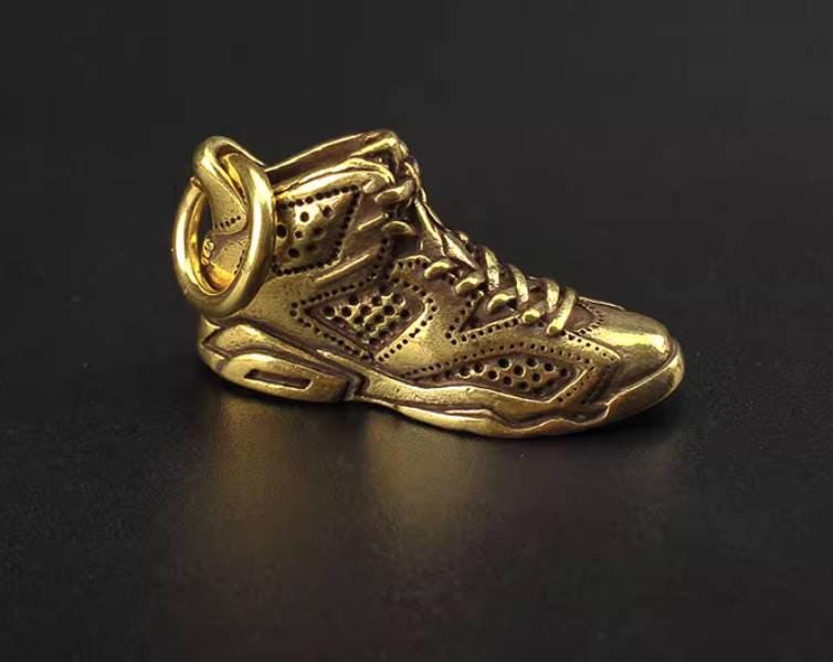 Brass Sneaker Charm — Retro Mini Shoe for Keyring, Bag Charm & Streetwear Collectors