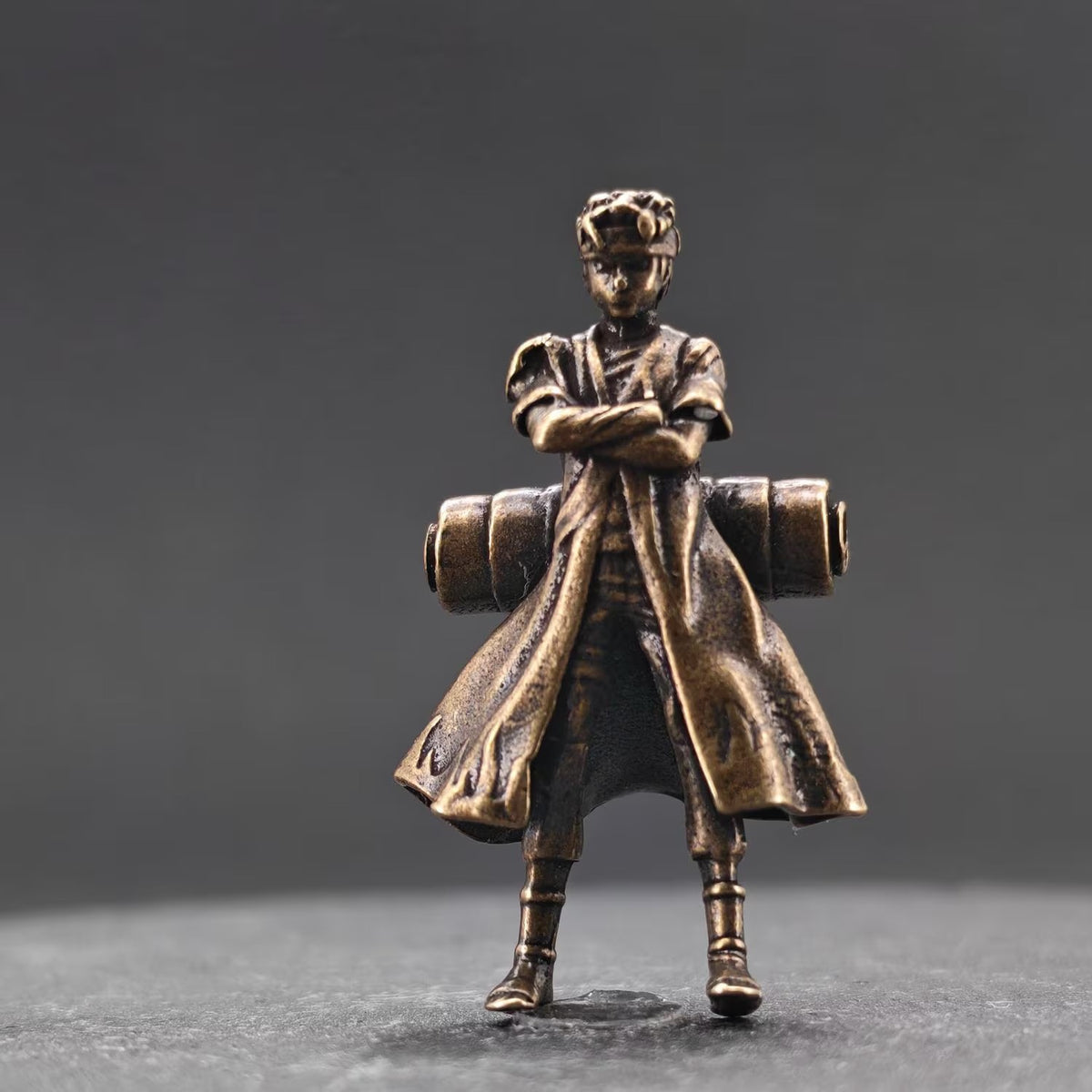 Brass Ninja Figurine – Micro Anime-Inspired Collectible for Desk & Shelf