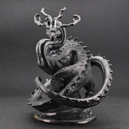 Solid Brass Dragon Figurine — Antique Oxidised Monster Sculpture for Desk and Collector Display