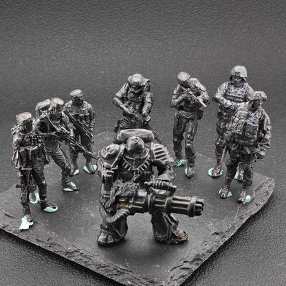 Brass Military Miniature — Oxidised Black Soldier Figurine, 9 Poses for Collectors and Diorama Builders
