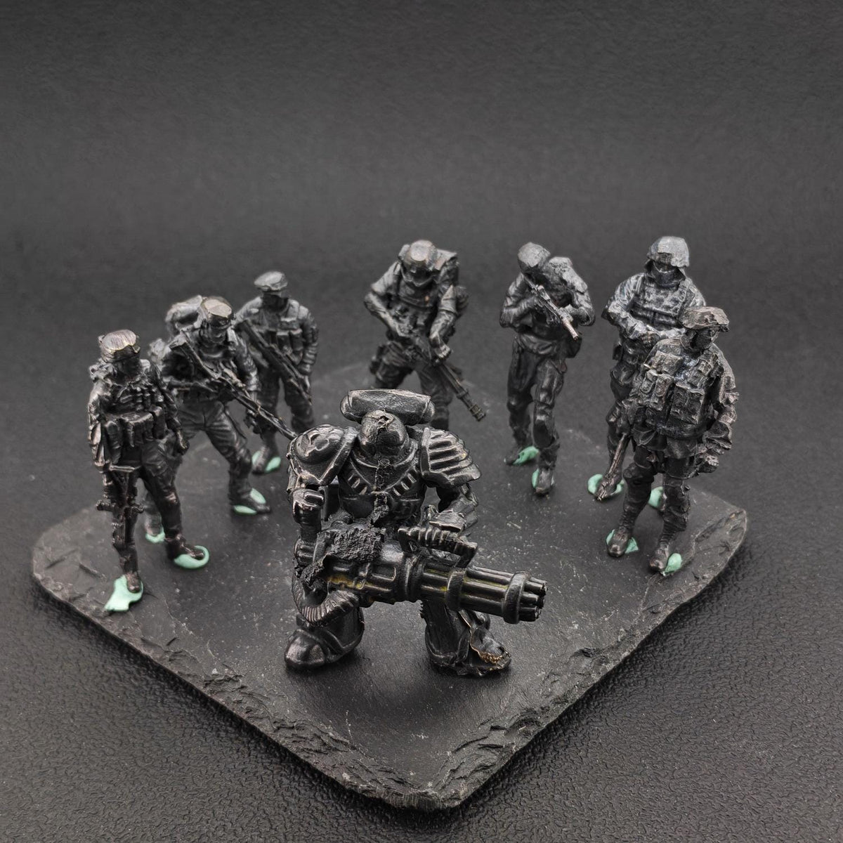 Brass Military Miniature — Oxidised Black Soldier Figurine, 9 Poses for Collectors and Diorama Builders