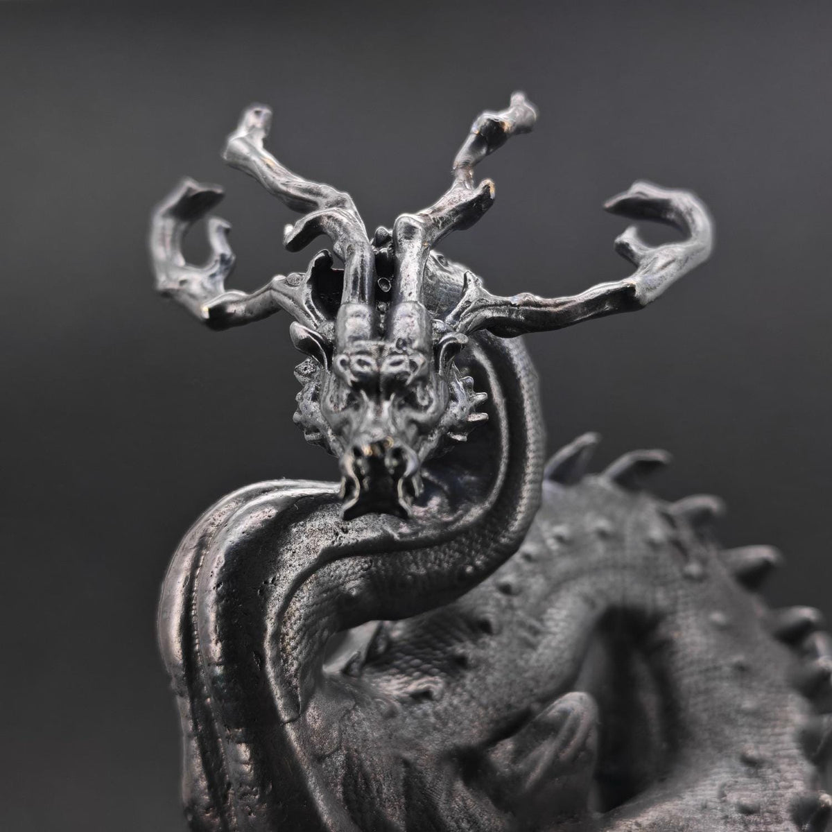 Solid Brass Dragon Figurine — Antique Oxidised Monster Sculpture for Desk and Collector Display