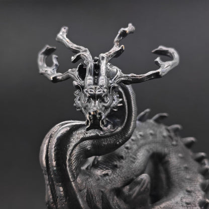 Solid Brass Dragon Figurine — Antique Oxidised Monster Sculpture for Desk and Collector Display