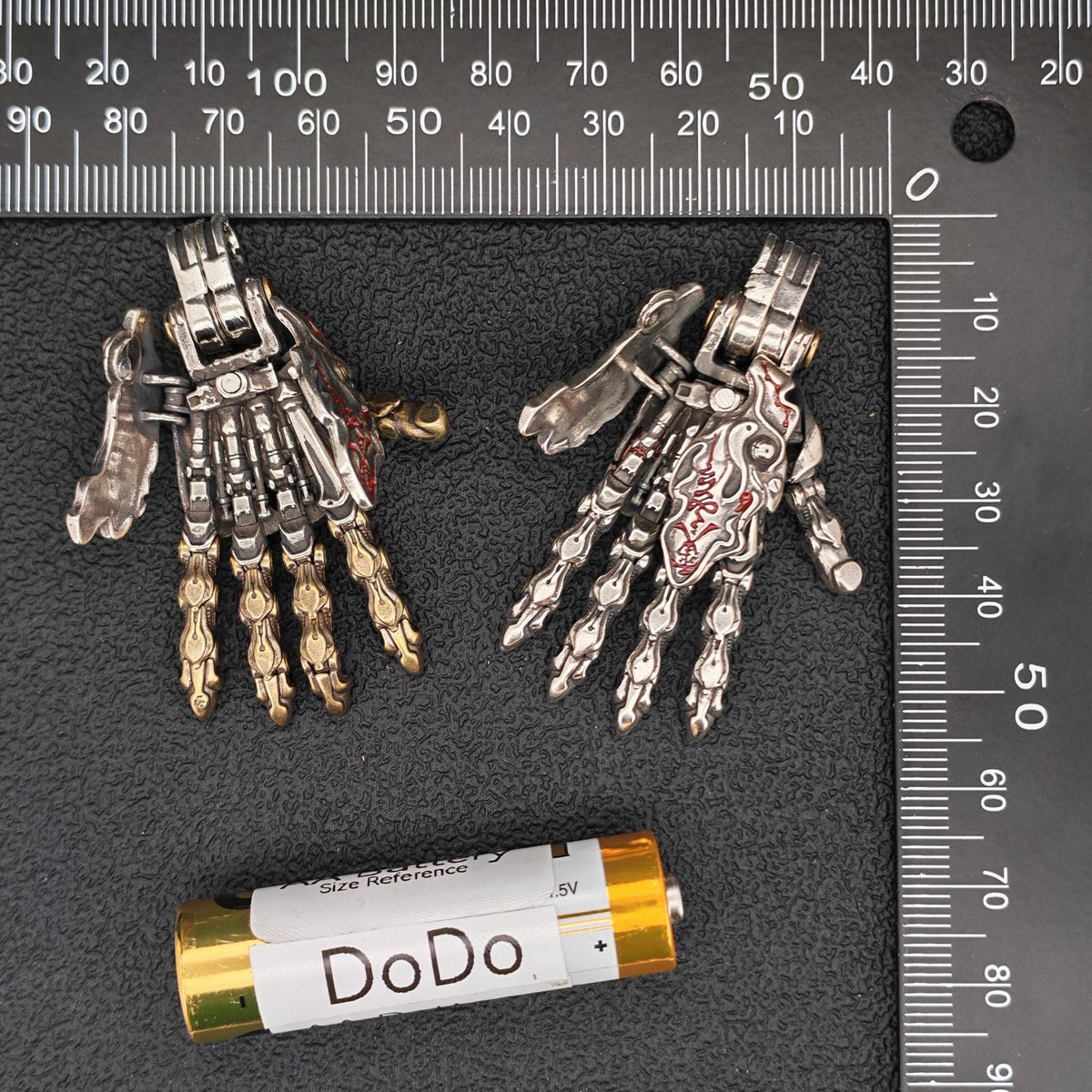 Steampunk Mechanical Hand Pendant — Movable Joints, Openable Back, Brass and White Bronze