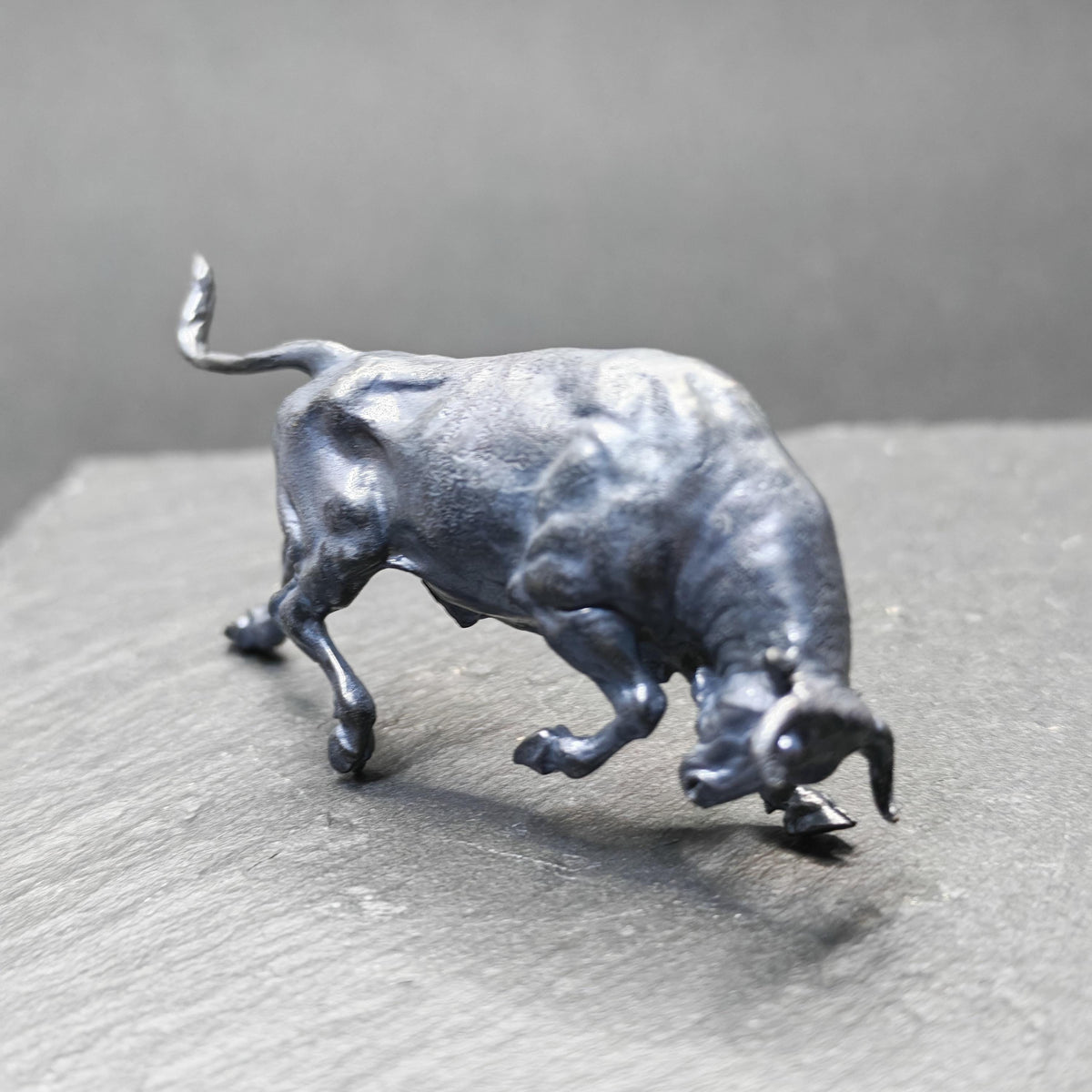 Brass Charging Bull Figurine — Bull Market Symbol, Zodiac Ox Sculpture for Desk and Shelf