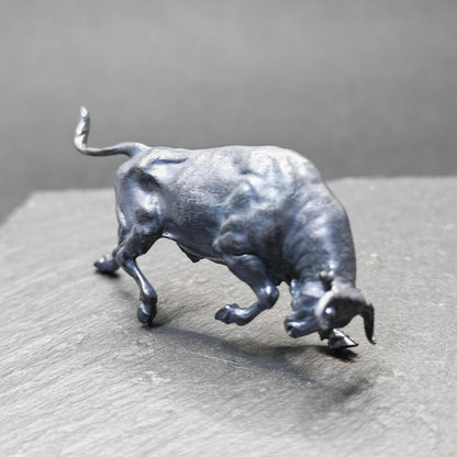 Brass Charging Bull Figurine — Bull Market Symbol, Zodiac Ox Sculpture for Desk and Shelf