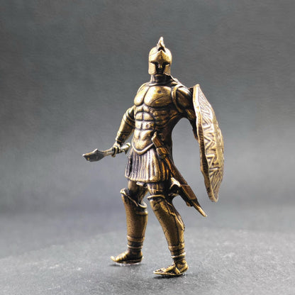 Brass Roman Gladiator Figurine – Miniature Ancient Warrior Sculpture for Desk, Shelf & Collector Display
