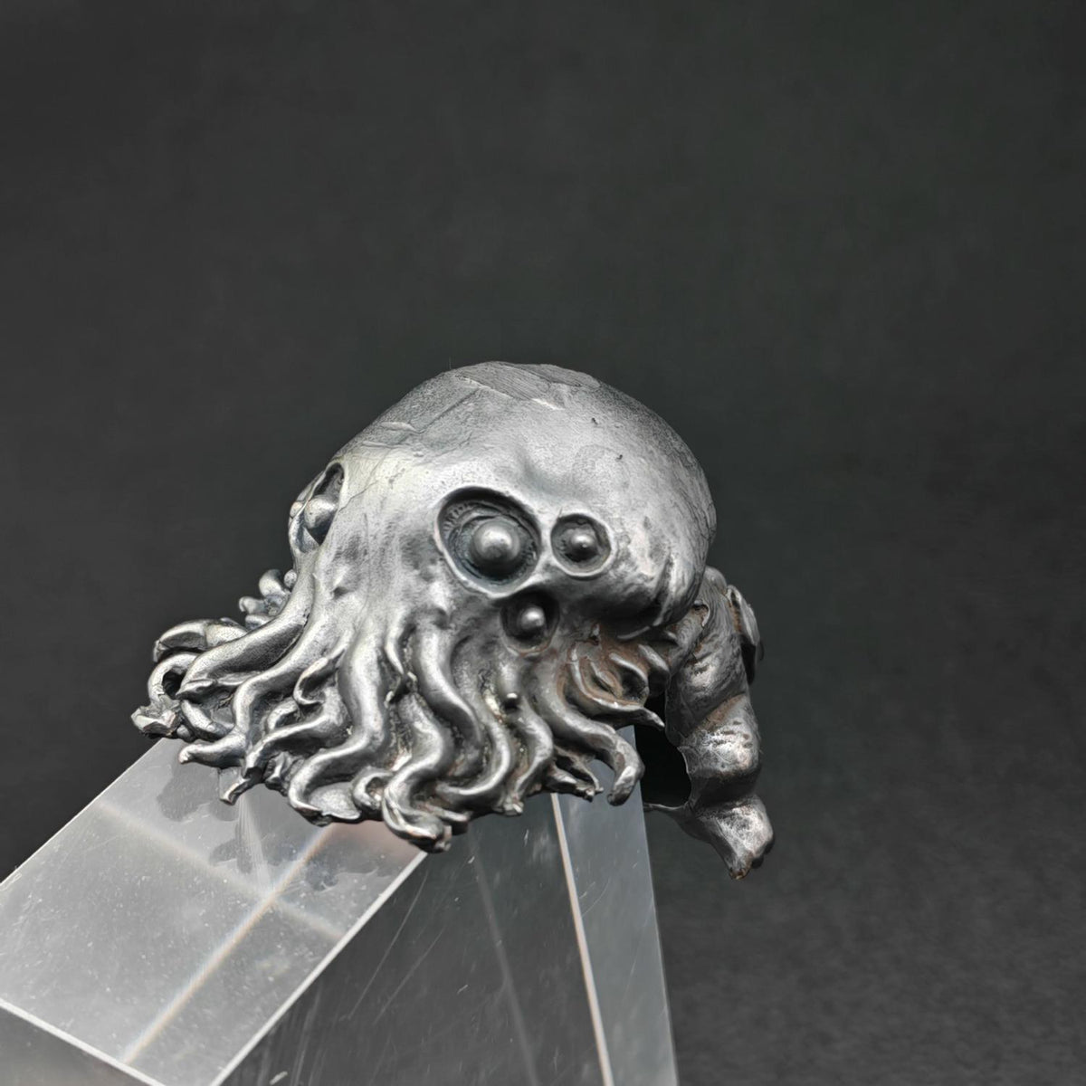 Black Oxidised Brass Baby Cthulhu Figurine | Handcast Octopus Monster Collectible | Desk & Shelf Decor