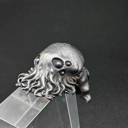 Black Oxidised Brass Baby Cthulhu Figurine | Handcast Octopus Monster Collectible | Desk & Shelf Decor